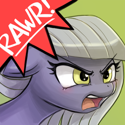 Size: 500x500 | Tagged: safe, artist:lumineko, part of a set, limestone pie, earth pony, pony, g4, angry, cute, female, limabetes, mare, open mouth, rawr, rawrvatar, solo