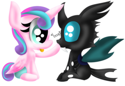 Size: 800x554 | Tagged: safe, artist:tailsdollterror, princess flurry heart, changeling, nymph, g4, baby, boop, cute, cuteling, diaper, flurrybetes, nose wrinkle, scrunchy face, simple background, smiling, tongue out, transparent background