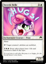 Size: 375x523 | Tagged: safe, artist:bobdude0, artist:ponithegathering, sweetie belle, g4, card, hug, magic the gathering, trading card