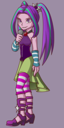 Size: 422x840 | Tagged: safe, artist:gabbslines, aria blaze, equestria girls, g4, female, looking at you, microphone, sleeveless, solo