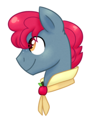 Size: 600x800 | Tagged: safe, artist:caballerial, apple split, pony, g4, apple family member, bust, collar, colored pupils, freckles, male, portrait, profile, smiling, solo
