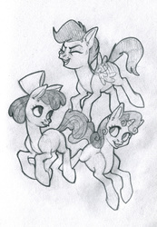 Size: 661x955 | Tagged: safe, artist:essel, apple bloom, scootaloo, sweetie belle, g4, cutie mark crusaders, traditional art