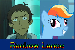Size: 844x560 | Tagged: safe, applejack, rainbow dash, g4, newbie dash, derp, dreamworks, duo, female, forthright filly, grin, lance mcclain, male, misspelling, smiling, solo, squee, voltron, voltron legendary defender