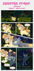 Size: 1919x3965 | Tagged: safe, artist:estories, oc, oc only, oc:alice goldenfeather, oc:penumbra, pegasus, pony, comic:find yourself, g4, astral projection, comic, duo, glowing, glowing eyes, running