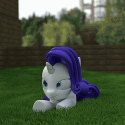 Size: 800x800 | Tagged: safe, artist:uncommented, rarity, pony, unicorn, g4, 3d, 60 fps, absurd file size, absurd gif size, animated, behaving like a cat, blender, cute, female, it's coming right at us, leaping, mare, pounce, rarara, raribetes, raricat, solo, wiggle