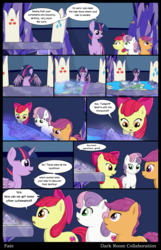 Size: 1233x1920 | Tagged: safe, artist:darkcollaboration, artist:taxar, apple bloom, scootaloo, sweetie belle, twilight sparkle, alicorn, earth pony, pegasus, pony, unicorn, g4, comics, cutie map, cutie mark, cutie mark crusaders, drc, female, filly, friendship throne, the cmc's cutie marks, twilight sparkle (alicorn)