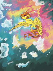 Size: 1500x2000 | Tagged: safe, artist:syntactics, spitfire, pegasus, pony, g4, female, flying, solo