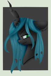 Size: 382x567 | Tagged: safe, artist:scootaloochicken123, queen chrysalis, changeling, changeling queen, g4, bust, female, portrait, solo