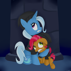 Size: 5511x5511 | Tagged: safe, artist:trixeed, babs seed, trixie, pony, unicorn, g4, absurd resolution, duo, female, mare