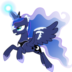 Size: 6568x6586 | Tagged: safe, artist:fruft, princess luna, g4, the crystalling, .svg available, absurd resolution, female, flying, gritted teeth, magic, misleading thumbnail, simple background, snow, solo, transparent background, vector