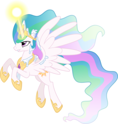 Size: 8306x8694 | Tagged: safe, artist:fruft, princess celestia, pony, g4, the crystalling, .svg available, absurd resolution, female, flying, gritted teeth, magic, mare, simple background, snow, solo, transparent background, vector
