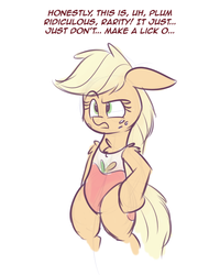 Size: 1280x1600 | Tagged: safe, artist:heir-of-rick, applejack, earth pony, semi-anthro, g4, clothes, cute, female, jackabetes, one-piece swimsuit, solo, swimsuit