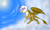 Size: 5000x3000 | Tagged: safe, artist:soulfulmirror, gilda, griffon, g4, female, flying, high res, signature, sky, solo, sun