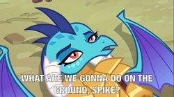 Size: 800x449 | Tagged: safe, edit, edited screencap, screencap, princess ember, dragon, g4, bed, caption, female, on bed, text, what are we gonna do on the bed?