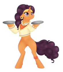 Size: 590x674 | Tagged: dead source, safe, artist:dedonnerwolke, saffron masala, pony, g4, spice up your life, bipedal, female, solo