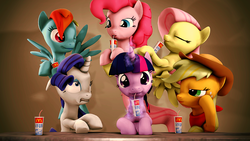 Size: 1920x1080 | Tagged: safe, artist:danj16, applejack, fluttershy, pinkie pie, rainbow dash, rarity, twilight sparkle, g4, 3d, mane six, source filmmaker