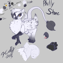 Size: 1500x1500 | Tagged: safe, artist:maikasuke, oc, oc only, oc:philly stone, griffon, bedroom eyes, explicit source, fluffy, freckles, looking at you, male, open mouth, paw pads, paws, reference sheet, smiling, solo, tongue out, trap