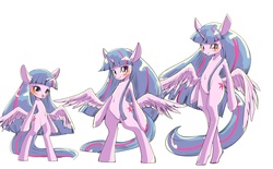 Size: 3236x2000 | Tagged: safe, artist:unousaya, twilight sparkle, alicorn, pony, semi-anthro, g4, arm hooves, belly button, bipedal, butt wings, female, high res, scale, solo, twilight sparkle (alicorn)