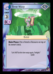 Size: 358x500 | Tagged: safe, enterplay, spike, twilight sparkle, alicorn, pony, g4, marks in time, my little pony collectible card game, ccg, merchandise, rocky horror picture show, twilight sparkle (alicorn)