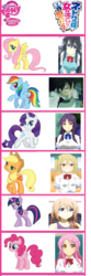 Size: 370x1120 | Tagged: safe, applejack, fluttershy, pinkie pie, rainbow dash, rarity, twilight sparkle, g4, chart, comparison chart, mlp chart, netoge no yome wa onna no ko janai to omotta?