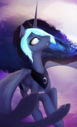 Size: 2545x4204 | Tagged: safe, artist:exeini, princess luna, g4, female, flying, high res, solo