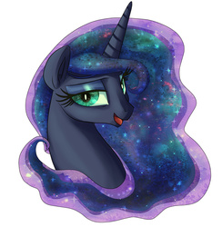 Size: 1950x2000 | Tagged: safe, artist:buttercupsaiyan, princess luna, g4, bust, female, galaxy mane, looking at you, portrait, smiling, solo