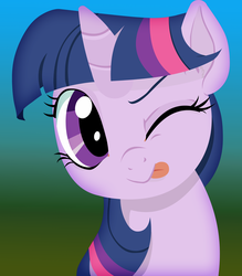 Size: 3500x4000 | Tagged: safe, artist:buttercupsaiyan, twilight sparkle, g4, cute, female, gradient background, licking, licking lips, smiling, solo, tongue out, twiabetes, wink