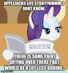 Size: 294x315 | Tagged: safe, edit, edited screencap, screencap, rarity, g4, background pony strikes again, female, image macro, meme, newspaper, op is a duck, op is trying to start shit, solo