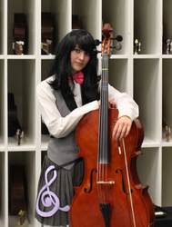 Size: 1131x1500 | Tagged: safe, artist:clockworkstarling, octavia melody, human, g4, cello, clothes, cosplay, costume, cutie mark on clothes, irl, irl human, musical instrument, photo, skirt, solo