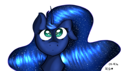 Size: 1166x682 | Tagged: safe, artist:harmony134, princess luna, g4, female, floppy ears, moon, reflection, simple background, solo, transparent background