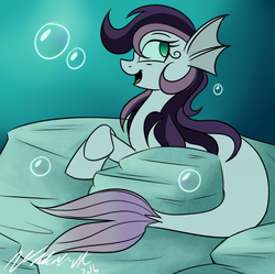 Size: 600x598 | Tagged: dead source, safe, artist:wubcakeva, oc, oc only, merpony, bubble, solo, underwater