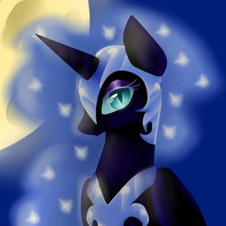 Size: 1024x1024 | Tagged: safe, artist:kokocake, nightmare moon, g4, female, lineless, moon, solo