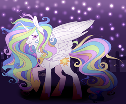 Size: 3000x2500 | Tagged: safe, artist:pellsya, princess celestia, g4, female, high res, raised hoof, solo, spread wings