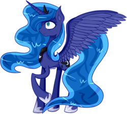 Size: 1819x1635 | Tagged: safe, artist:cinnajen, princess luna, g4, female, raised hoof, simple background, solo, spread wings, transparent background