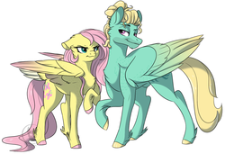 Size: 1202x822 | Tagged: safe, artist:bluesidearts, fluttershy, zephyr breeze, pegasus, pony, flutter brutter, g4, brother and sister, duo, female, male, mare, nudity, sheath, siblings, stallion