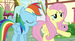 Size: 543x302 | Tagged: safe, screencap, dinky hooves, fluttershy, millie, rainbow dash, pony, flutter brutter, g4, animated, facehoof, female
