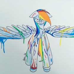 Size: 3024x3024 | Tagged: safe, artist:jean-the-horse, rainbow dash, fanfic:rainbow factory, g4, female, high res, solo, spread wings