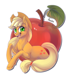 Size: 1698x1856 | Tagged: safe, artist:azazalia, applejack, g4, apple, female, food, rearing, solo, unshorn fetlocks