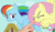 Size: 771x448 | Tagged: safe, edit, edited screencap, screencap, fluttershy, rainbow dash, pony, flutter brutter, g4, boop, boop edit, discovery family logo, hand, peeved