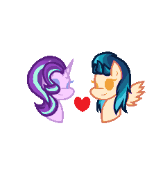 Size: 800x850 | Tagged: dead source, safe, artist:flurrypastels-mlp, artist:sapphireartemis, indigo zap, starlight glimmer, equestria girls, g4, animated, base used, chibi, crack shipping, equestria girls ponified, female, heart, lesbian, ponified, shipping, starlightzap