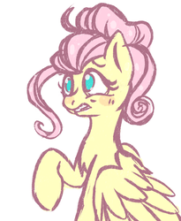 Size: 1994x2426 | Tagged: safe, artist:ruef, fluttershy, pegasus, pony, flutter brutter, g4, alternate hairstyle, cute, female, mare, messy bun, no pupils, shyabetes, simple background, solo, white background