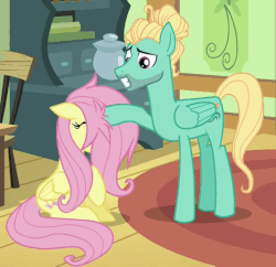 Size: 517x501 | Tagged: safe, screencap, fluttershy, zephyr breeze, pegasus, pony, flutter brutter, g4, animated, duo, female, loop, male, mare, siblings, stallion