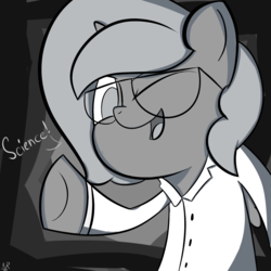 Size: 2000x2000 | Tagged: safe, artist:narmet, princess luna, moonstuck, g4, female, filly, grayscale, high res, monochrome, science woona, solo, woona