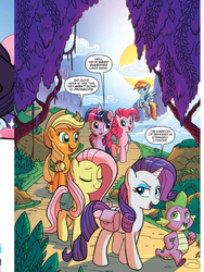 Size: 720x960 | Tagged: safe, artist:tony fleecs, idw, official comic, applejack, fluttershy, pinkie pie, rainbow dash, rarity, spike, twilight sparkle, alicorn, pony, g4, spoiler:comic, spoiler:comic43, female, mane six, mare, preview, speech bubble, twilight sparkle (alicorn)