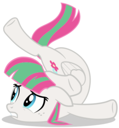 Size: 372x398 | Tagged: safe, artist:beckiergb, blossomforth, pegasus, pony, g4, hurricane fluttershy, .svg available, background pony, female, flexible, freckles, mare, simple background, solo, svg, that pony sure is flexible, transparent background, vector