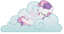 Size: 5700x3000 | Tagged: safe, artist:ikillyou121, sweetie belle, pony, unicorn, g4, season 1, stare master, cloud, female, filly, foal, horn, hush now quiet now, on a cloud, simple background, singing, solo, transparent background, vector