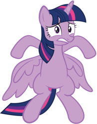 Size: 3000x3842 | Tagged: safe, artist:spellboundcanvas, twilight sparkle, alicorn, pony, g4, the saddle row review, bipedal, female, guilty, high res, mare, rearing, scared, simple background, solo, spread wings, transparent background, twilight sparkle (alicorn), vector, wings