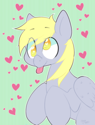 Size: 1280x1672 | Tagged: safe, artist:shyamette, derpy hooves, pegasus, pony, g4, derp, female, heart, heart eyes, mare, solo, tongue out, wingding eyes