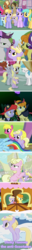 Size: 327x2558 | Tagged: safe, screencap, carrot top, cherry berry, cloud kicker, daisy, derpy hooves, dinky hooves, doctor whooves, flower wishes, golden harvest, lightning bolt, liza doolots, meadow song, millie, minuette, petunia, pinkie pie, rainbow dash, rarity, sea swirl, seafoam, sunshower raindrops, time turner, tootsie flute, twilight sparkle, white lightning, written script, pegasus, pony, flutter brutter, g4, female, mare