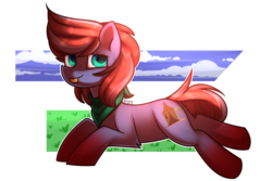 Size: 3000x2000 | Tagged: safe, artist:jody, oc, oc only, oc:hurty redgrass, :p, clothes, cute, grass, high res, scarf, solo, tongue out